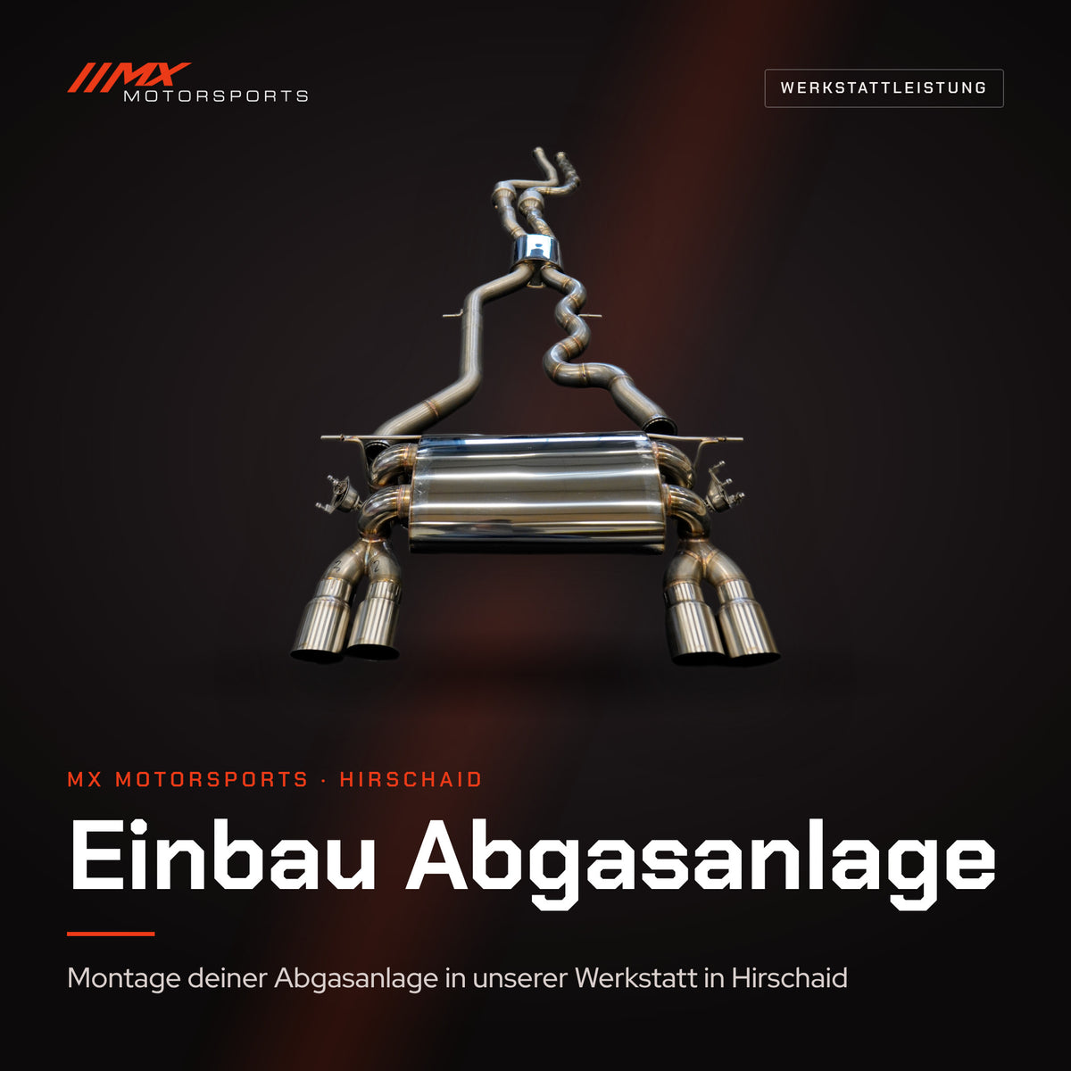 Einbau Abgasanlage bei MX Motorsports in Hirschaid – Werkstattleistung, abgebildet eine MxM Abgasanlage