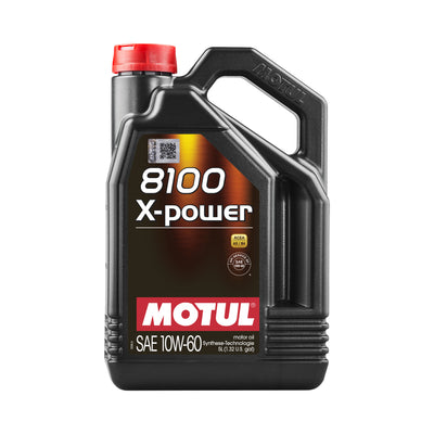 Motul 8100 X-power 10W-60 Motoröl im 5-Liter-Kanister – Vorderansicht