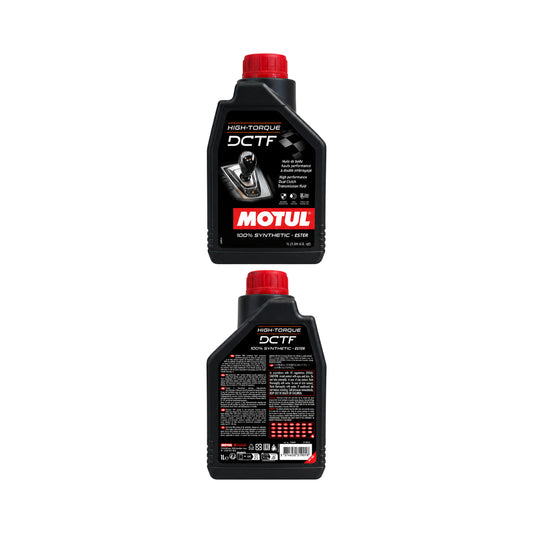 Motul High Torque DCTF, 1 Liter – Vorder- und Rückseite der Flasche