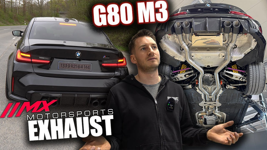 BMW M3 G80 mit neuer MxM-Abgasanlage ab OPF auf der Hebebühne – Video von MX Motorsports