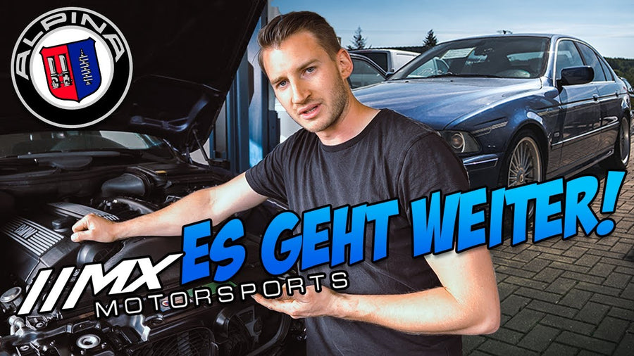 BMW E39 Alpina mit ausgebauten Radhausschalen in der Werkstatt – Video von MX Motorsports