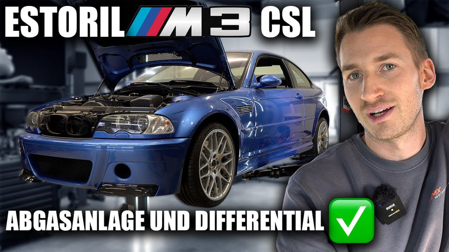 Unterboden eines estorilblauen BMW E46 M3 mit Klappenabgasanlage – Video von MX Motorsports