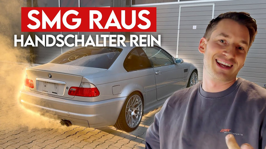 Silberner BMW E46 M3 aus Japan beim SMG-Umbau auf Handschaltung – Video von MX Motorsports