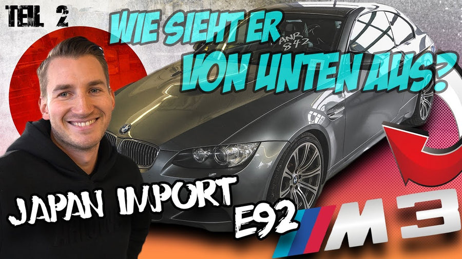 BMW M3 E92 aus Japan auf der Hebebühne beim Unterboden-Check – Video von MX Motorsports