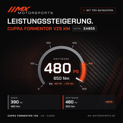 Cupra Formentor VZ5 (KM) Leistungssteigerung mit TÜV-Gutachten, Motor EA855: 480 PS und 650 Nm