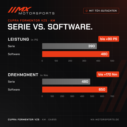 Serie gegen Software beim Cupra Formentor VZ5: 390 PS und 480 Nm gegen bis 480 PS und 650 Nm