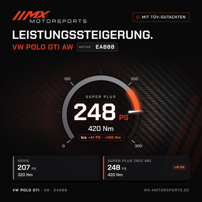 VW Polo GTI (AW) Leistungssteigerung mit TÜV-Gutachten, Motor EA888: 248 PS und 420 Nm