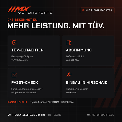 Leistungsmerkmale: TÜV-Gutachten, Abstimmung, Passt-Check und Einbau in Hirschaid für den VW Tiguan Allspace 2.0 TDI 193 PS