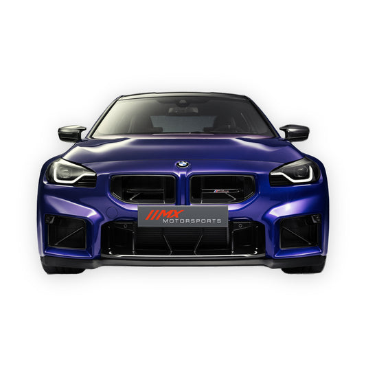 BMW M2 CS Frontspoilerlippe für BMW M2 G87 am blauen M2 CS, Frontansicht