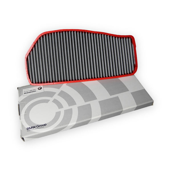 BMW Plattenluftfilter 13 72 7 838 625 für M3 E46 CSL mit roter Dichtung vor der BMW-Group-Verpackung