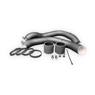 Chargepipe-Set aus Aluminium für BMW M2 Competition, M3 F80 und M4 F82 – Lieferumfang mit Silikonverbindern, Schellen und Anschlussnippeln
