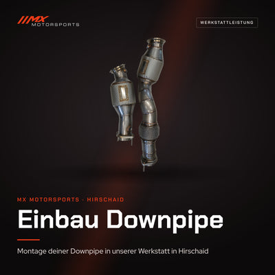 Einbau Downpipe bei MX Motorsports in Hirschaid – Werkstattleistung, abgebildet die MxM ECE Downpipe S58