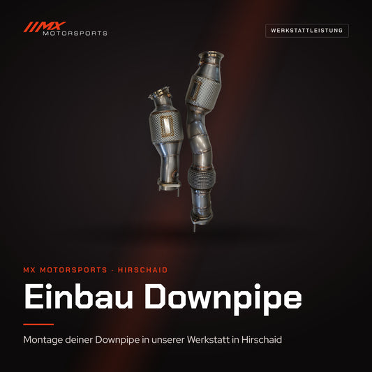 Einbau Downpipe bei MX Motorsports in Hirschaid – Werkstattleistung, abgebildet die MxM ECE Downpipe S58