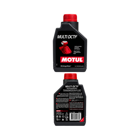 Motul Multi DCTF, 1 Liter – Vorder- und Rückseite der Flasche