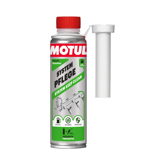 Motul System Keep Clean Benzin 300 ml – Kraftstoffsystem-Pflege mit Einfüllhilfe