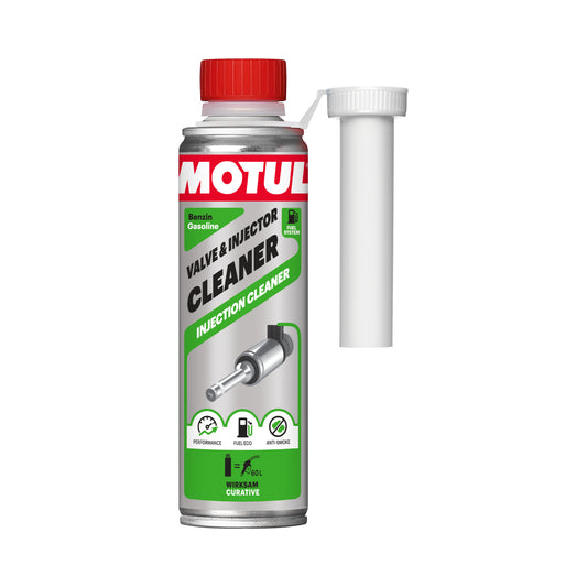 Motul Valve & Injector Cleaner Benzin 300 ml (114291) mit Einfüllhilfe – Reiniger für Einspritzdüsen und Ventile