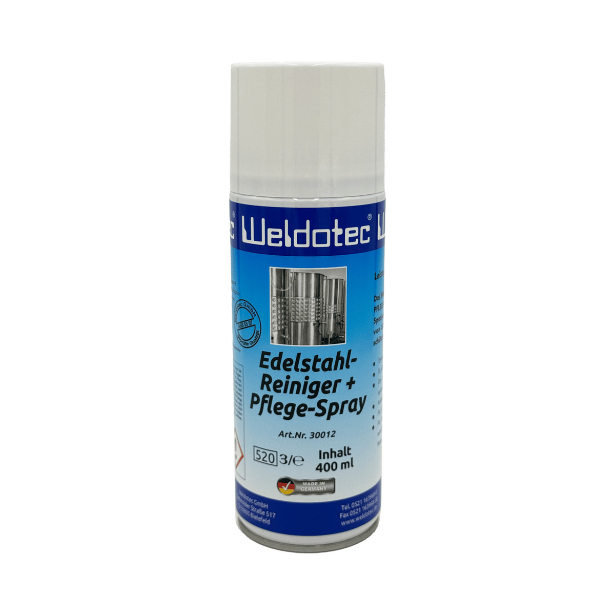 Weldotec Edelstahl-Reiniger und Pflegespray 400 ml für Endrohre und Abgasanlagen